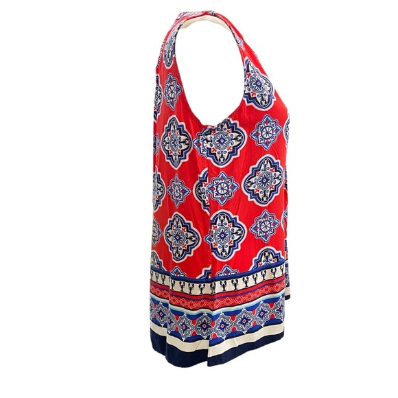 Crown & Ivy Bold Red and Blue Coastal Boating Blouse Lobster size M sleeveless - Picture 5 of 8